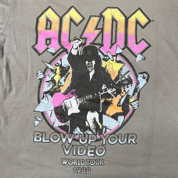 AC/DC Blow Up Your Video World Tour Graphic T-Shirt Grey Women’s Sz L - Picture 3 of 9